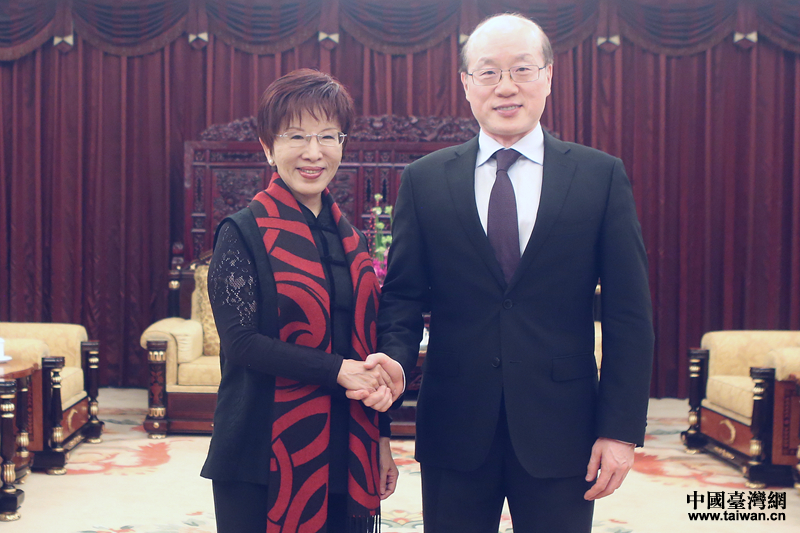 中共中央台办、国务院台办主任刘结一会见中国国民党前主席洪秀柱。
